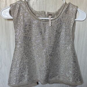 Free People Shimmering Silver Tank Top